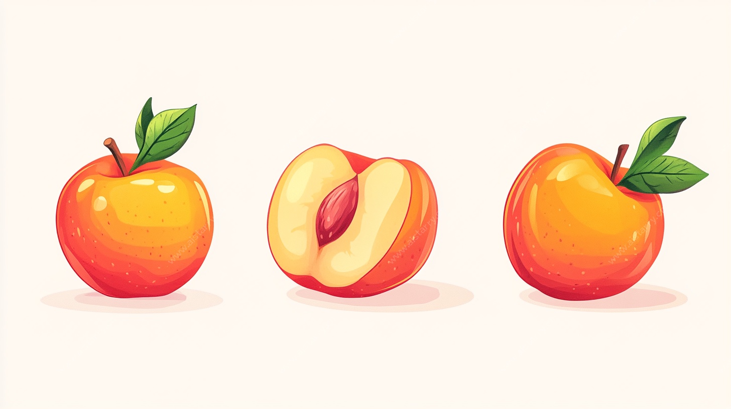 三个桃子插画图