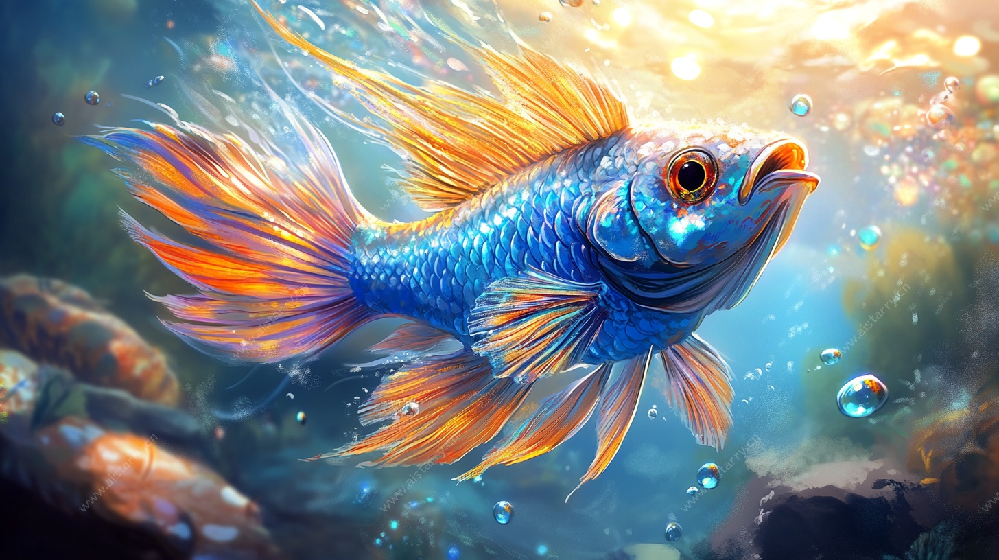 梦幻绚丽的水中金鱼