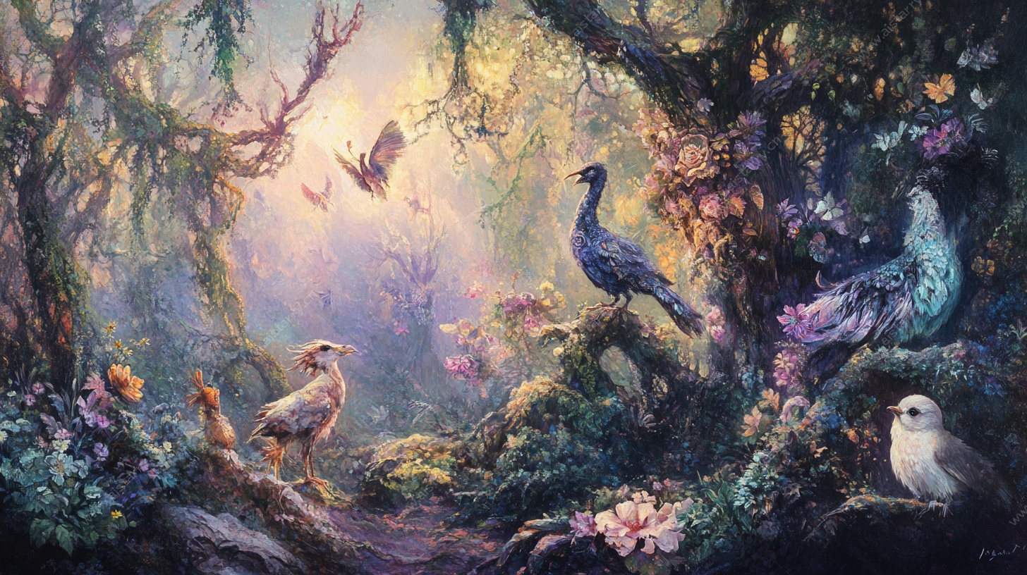 梦幻森林中的鸟类奇遇