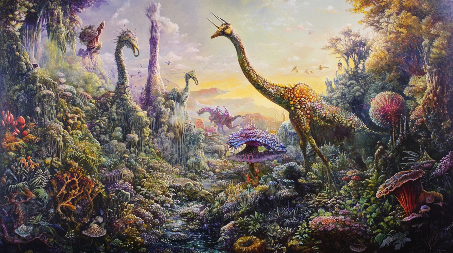 奇幻恐龙丛林景观图