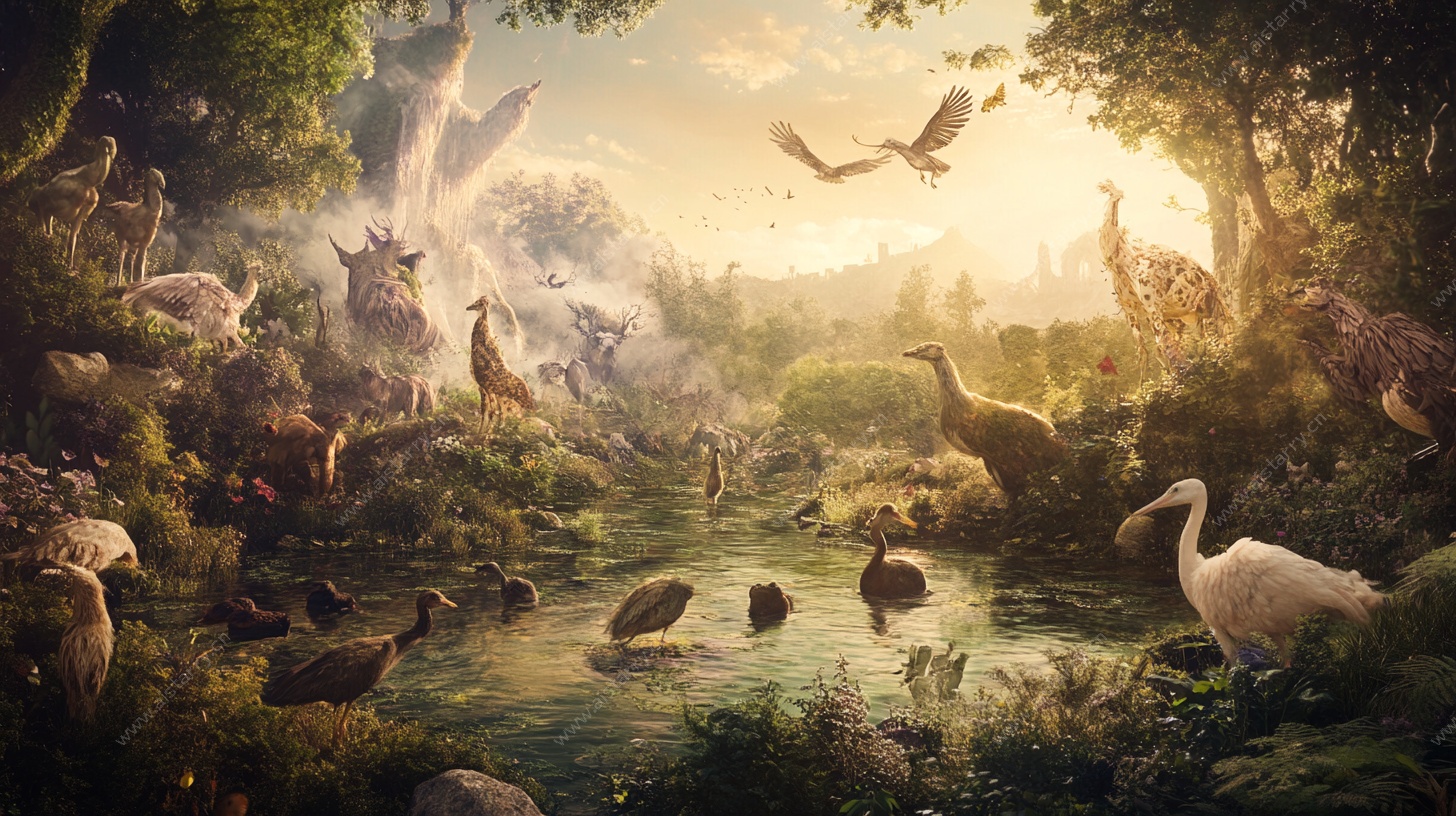 梦幻丛林中的动物聚会