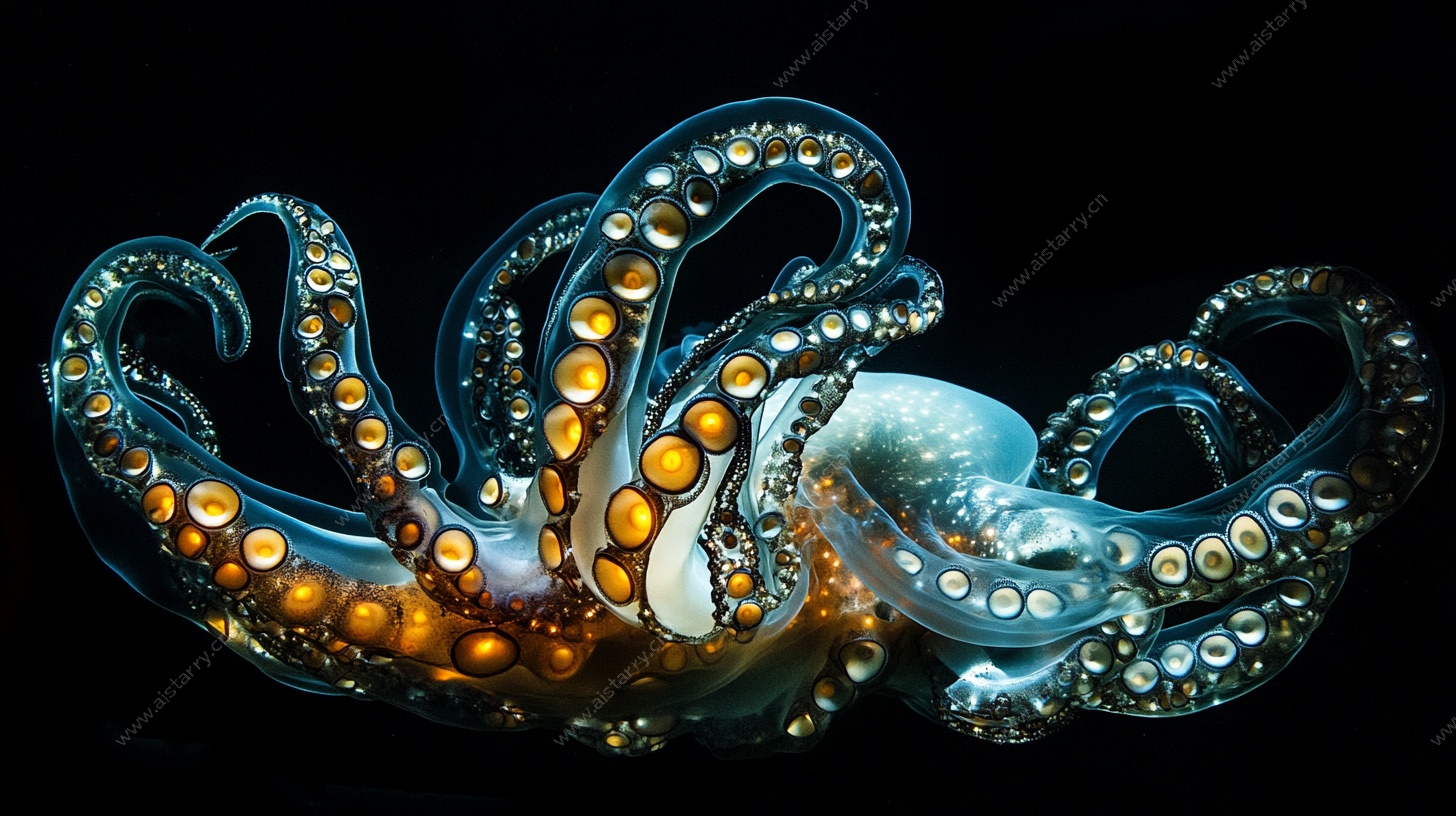 梦幻发光章鱼特写