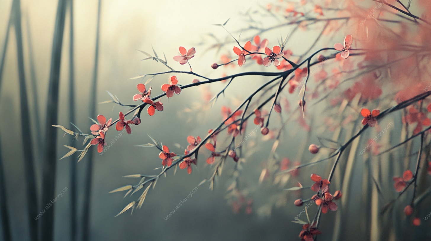 春日绽放的娇艳花枝