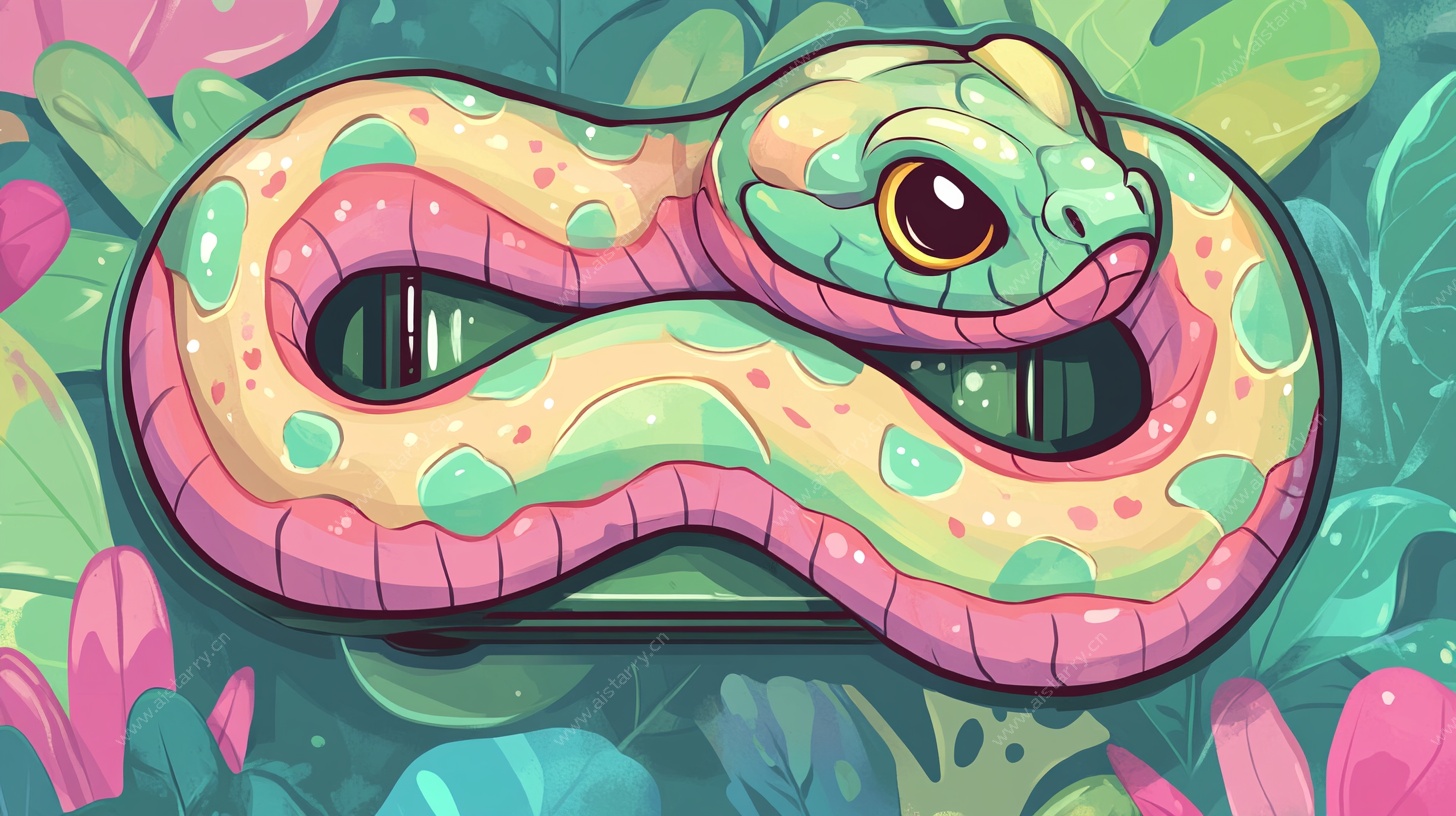 可爱彩色卡通蛇插画