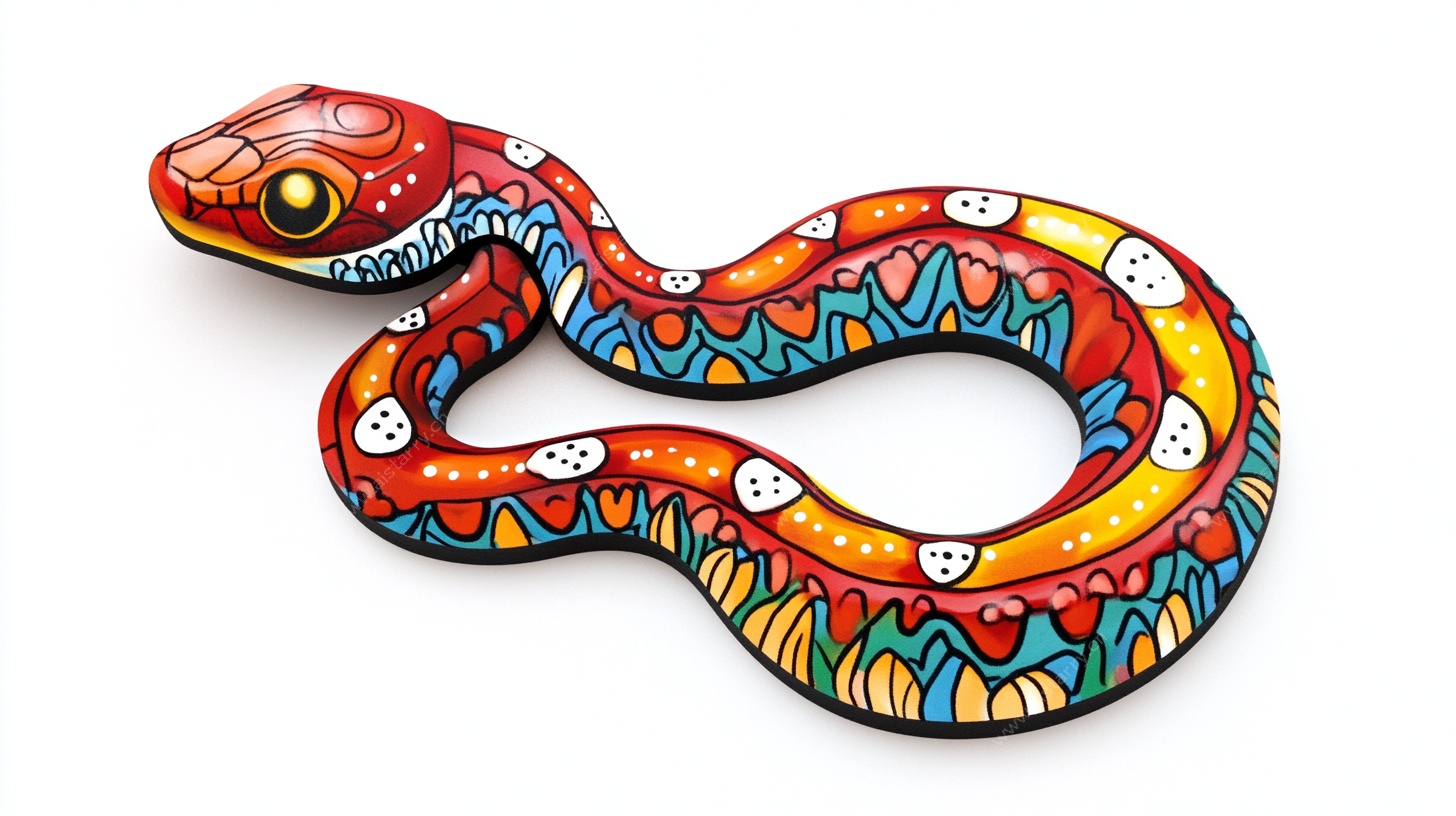 彩色手绘风格装饰蛇图案