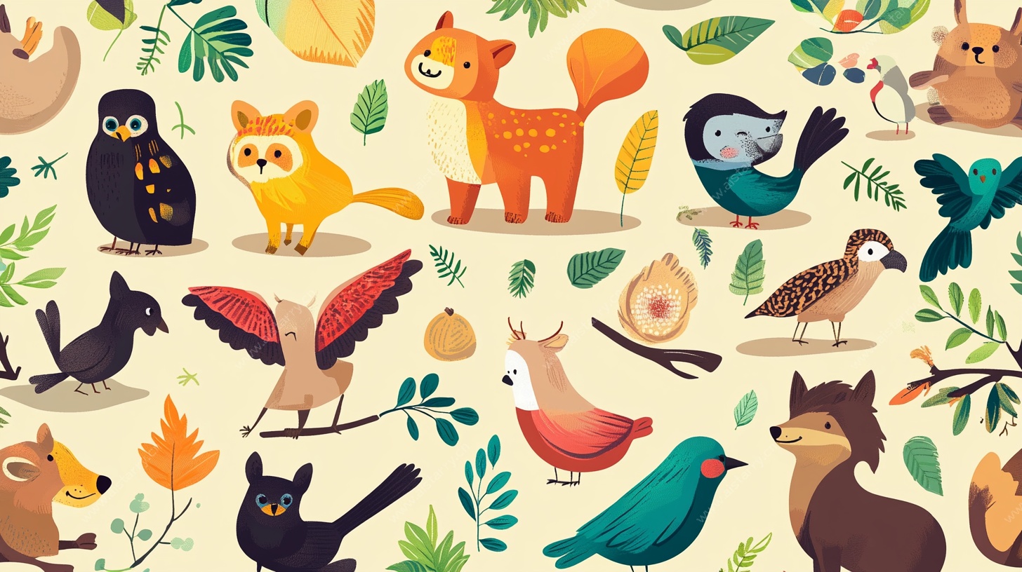 可爱森林动物插画图案