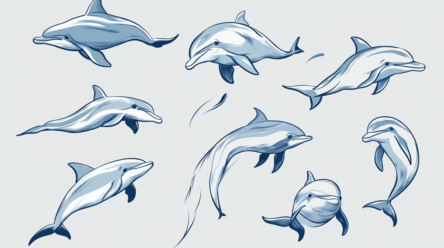 海豚动态插画集合