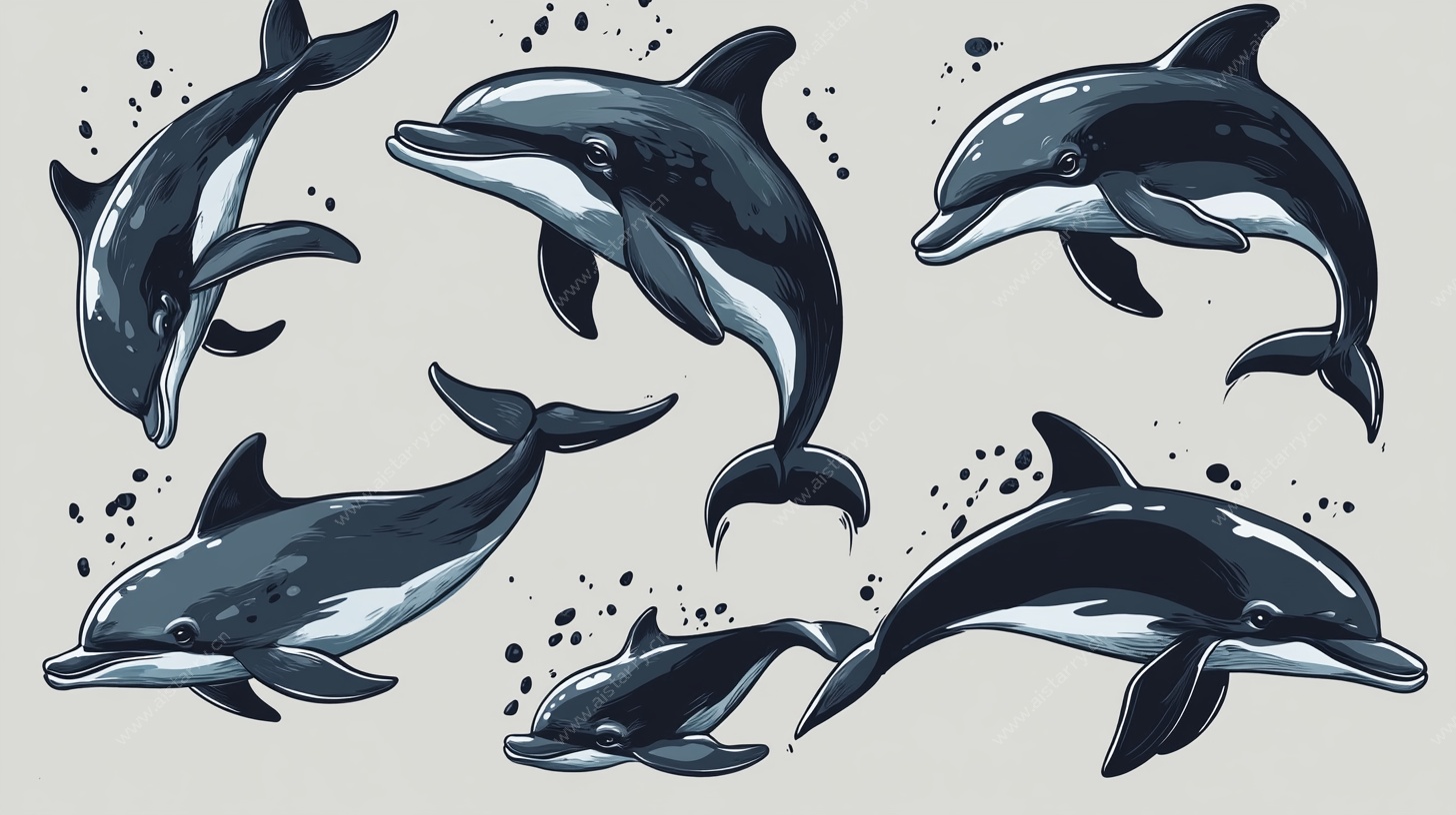 海豚插画集合