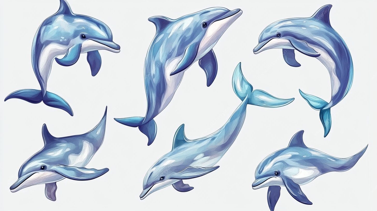 灵动海豚插画