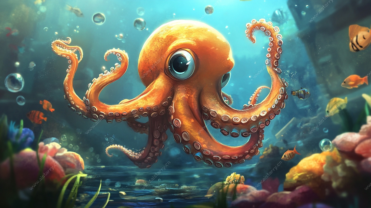 可爱章鱼的海底奇幻世界