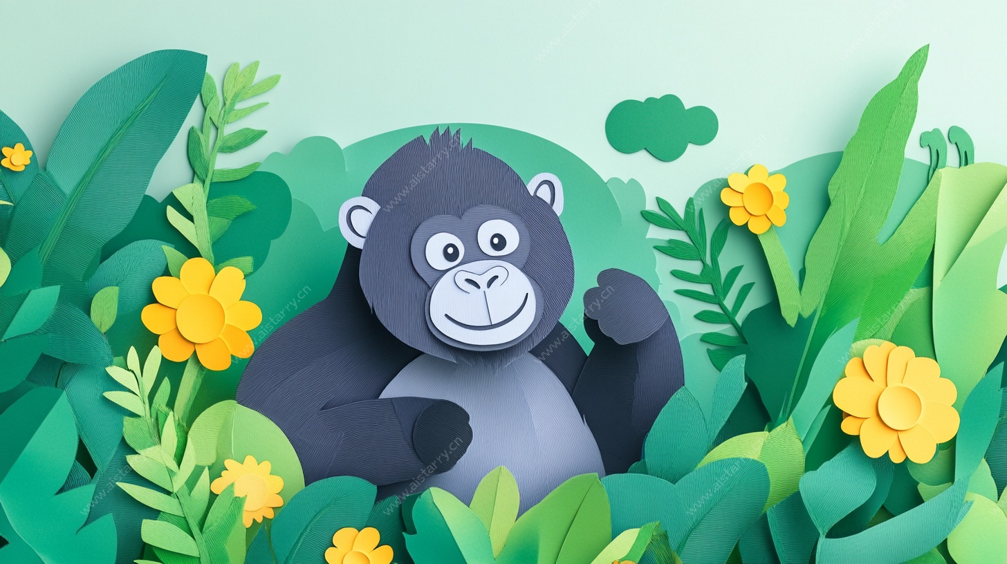 丛林中的可爱大猩猩