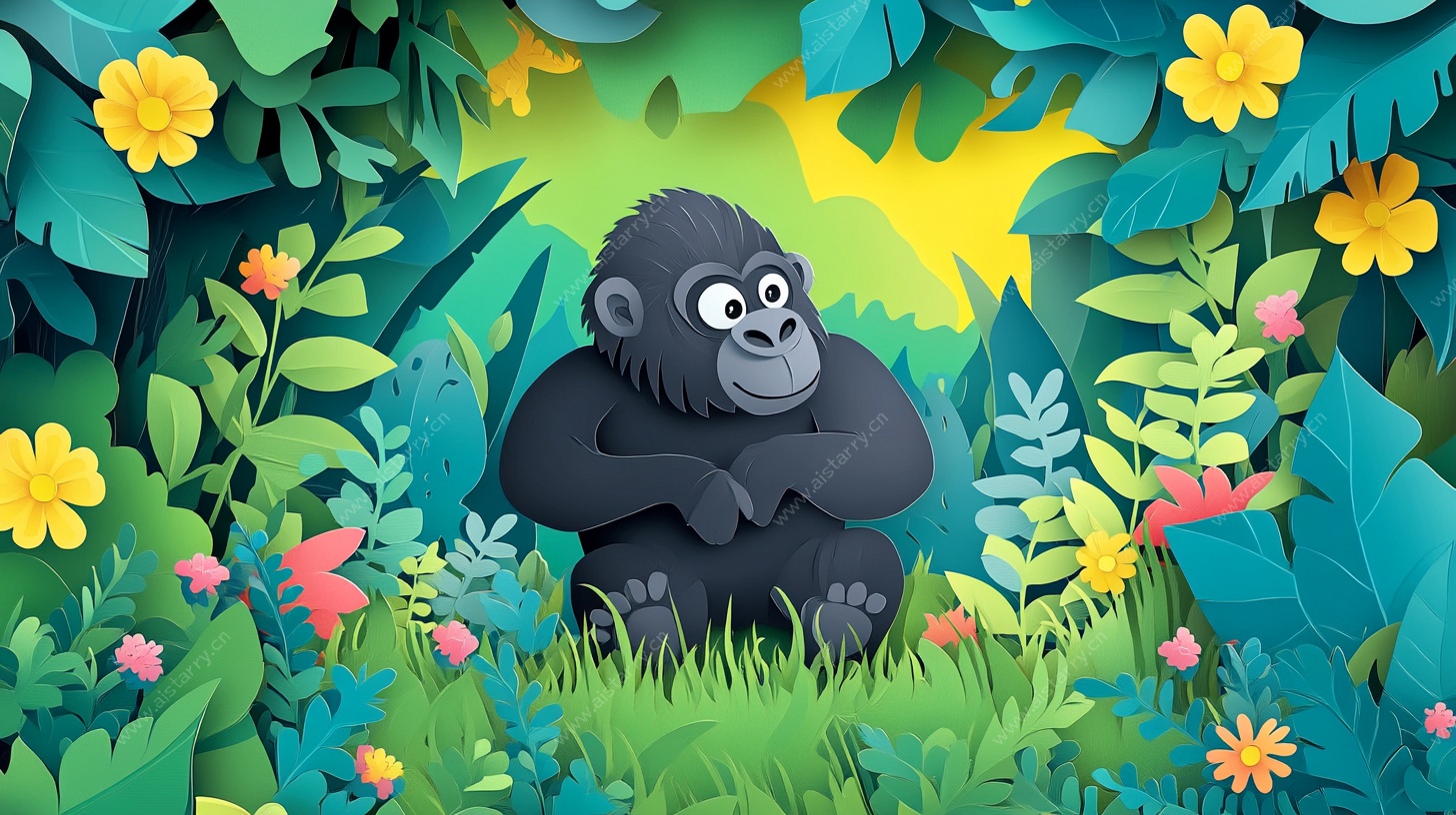 丛林中的大猩猩插画