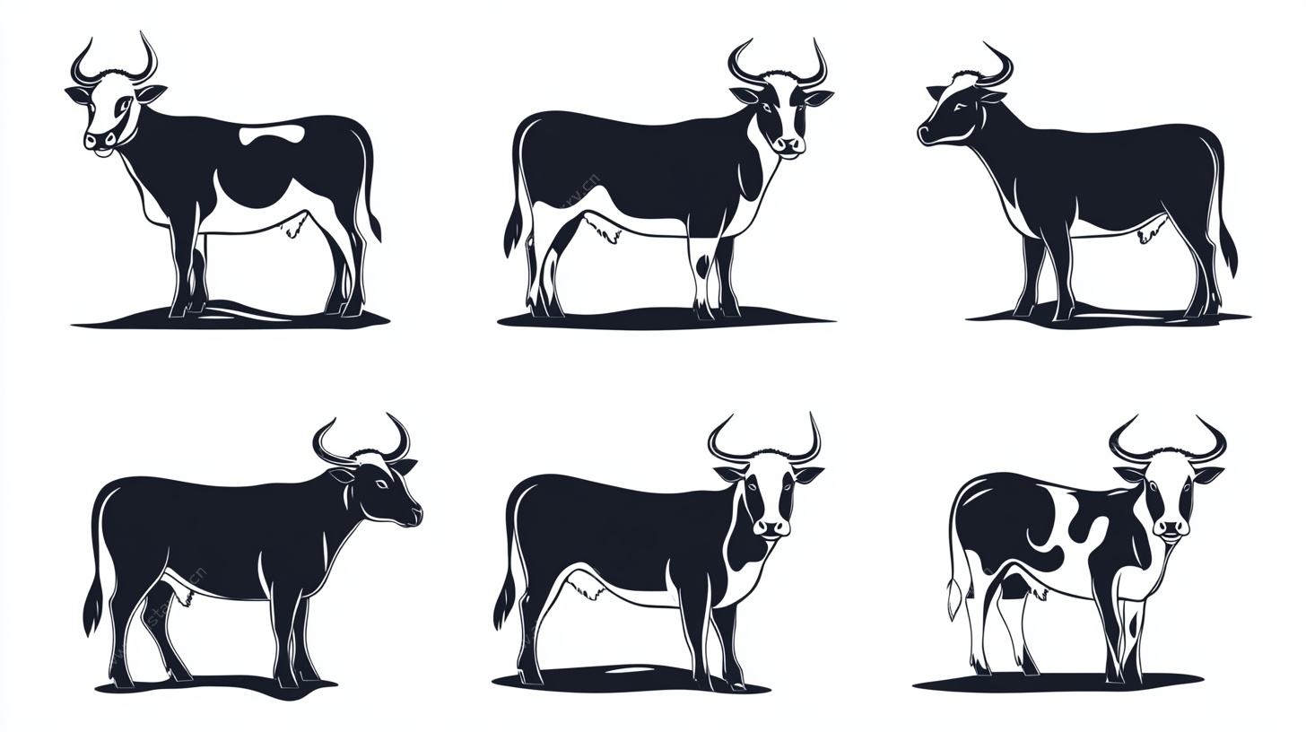 六款黑白风格牛的图