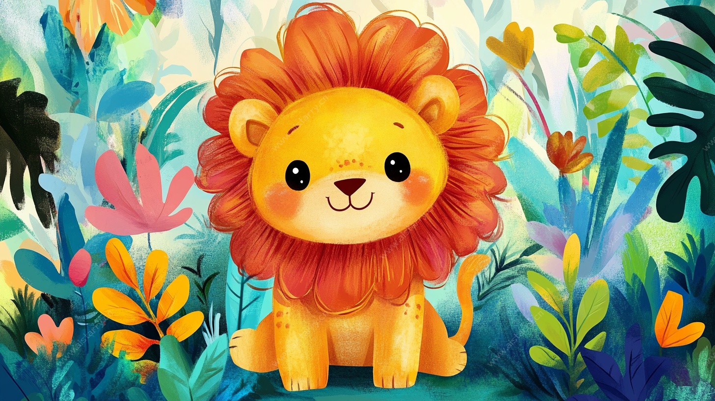 丛林中的可爱小狮子