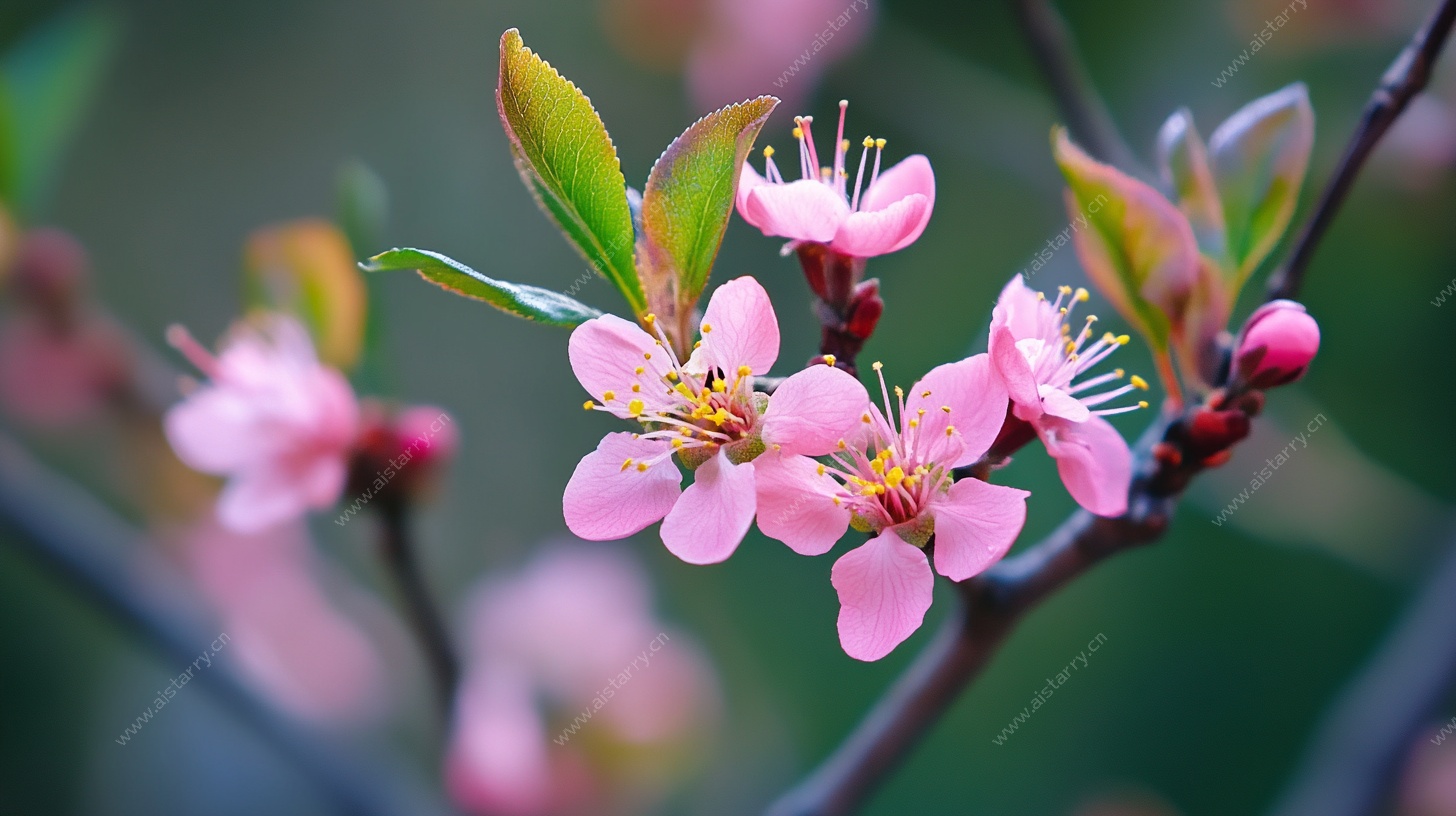 娇艳绽放的粉色花卉