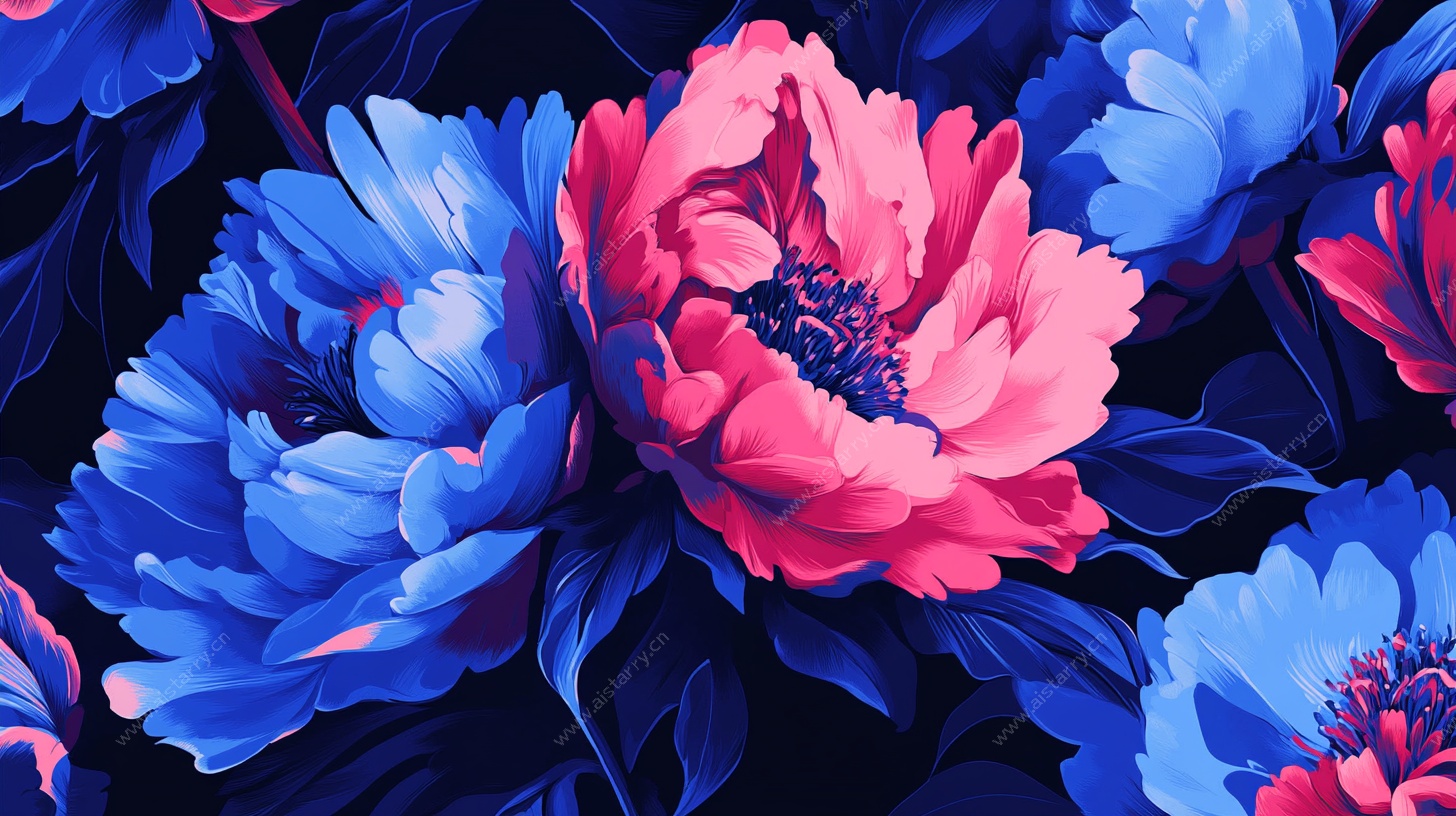 梦幻绚丽花卉图案