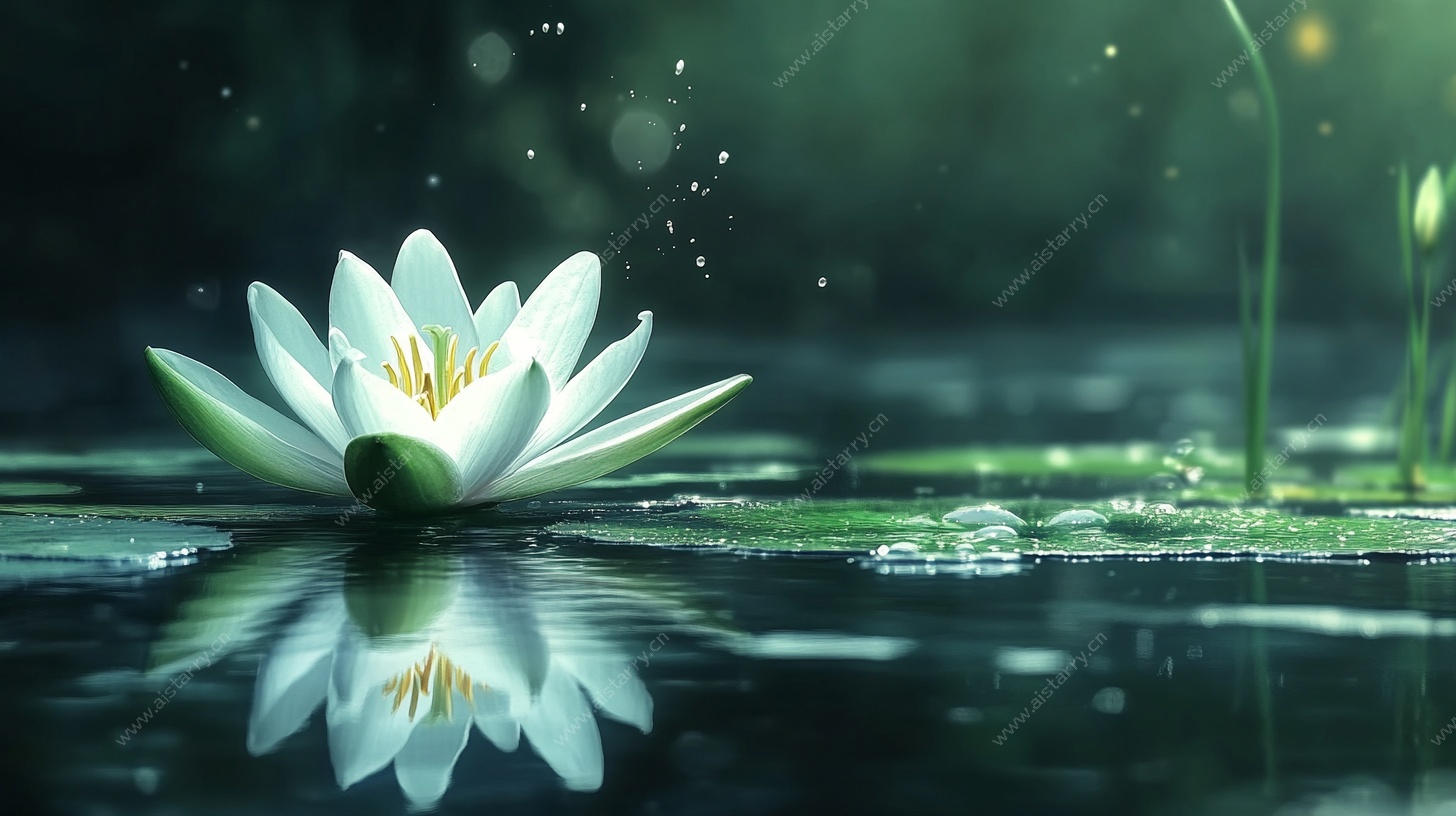 水中白睡莲 静谧梦幻之景