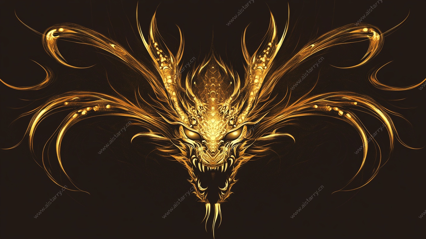 金色炫酷龙头图案设计