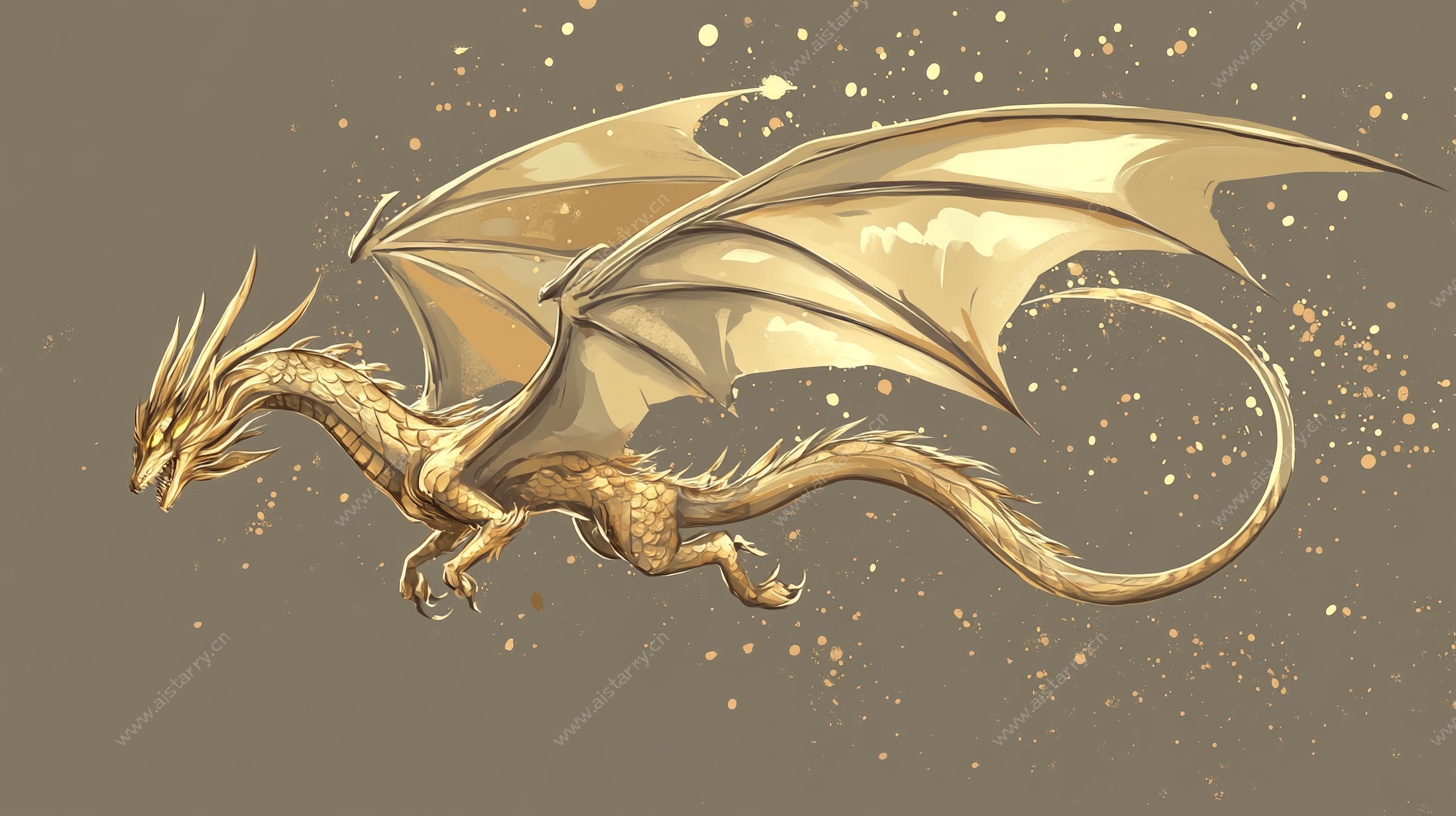 金色奇幻飞龙插画