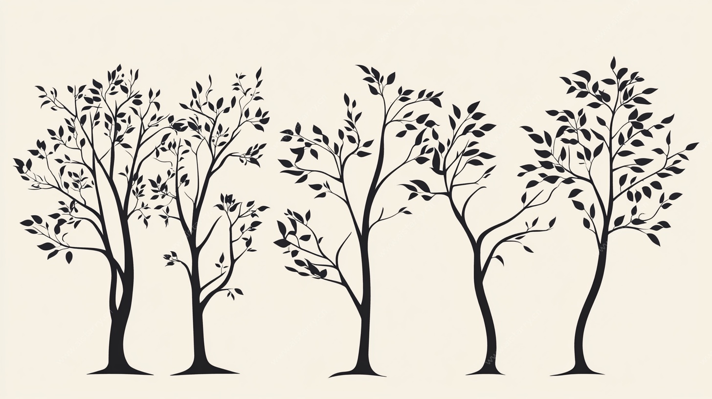 简约树木剪影图案