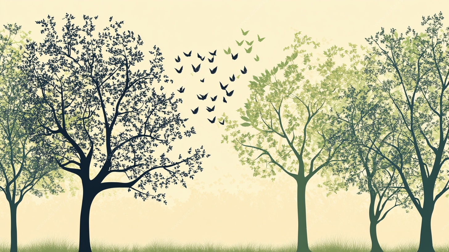 林间飞鸟 清新自然风景图