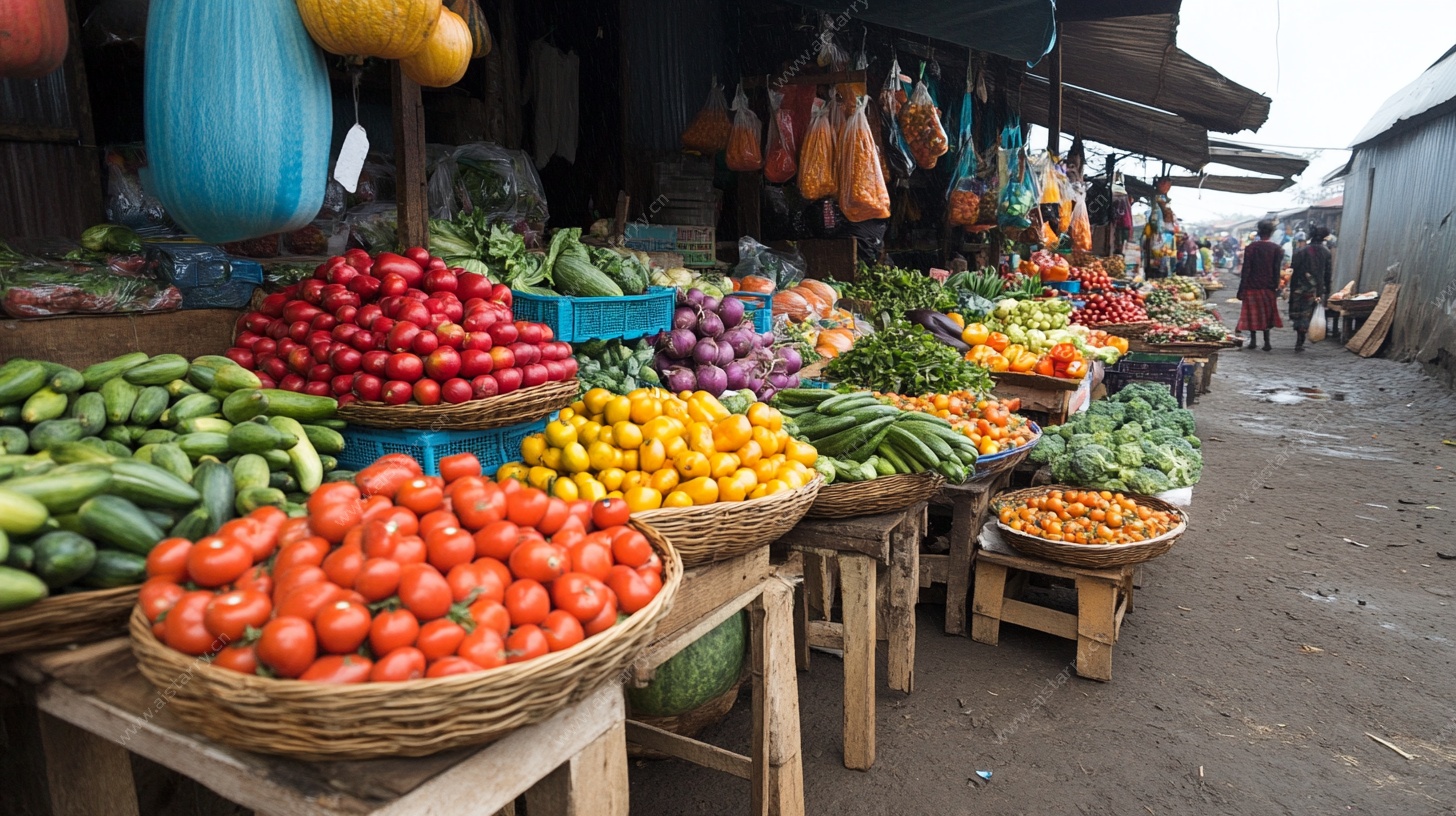 热闹的露天蔬菜市场