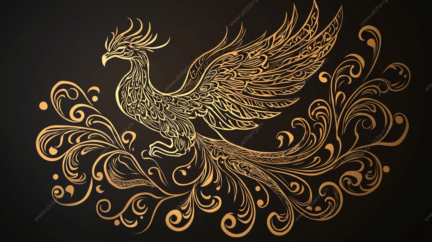 金色凤凰华丽装饰图案