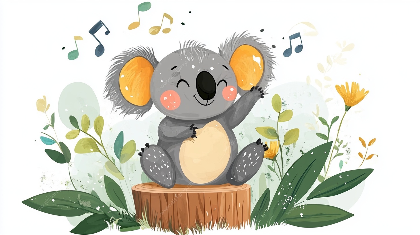 欢快考拉于绿植间欢唱