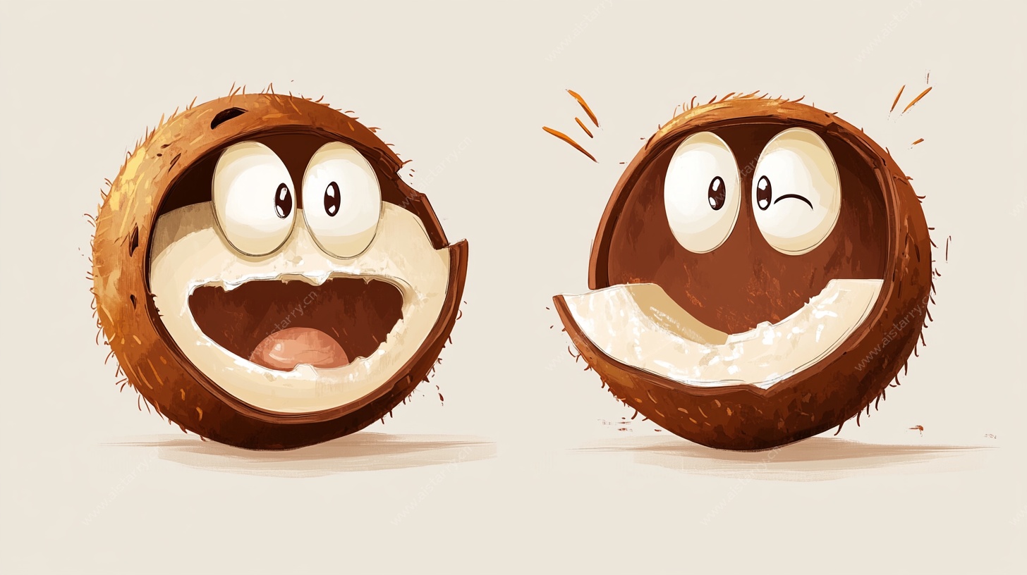 可爱表情椰子插画