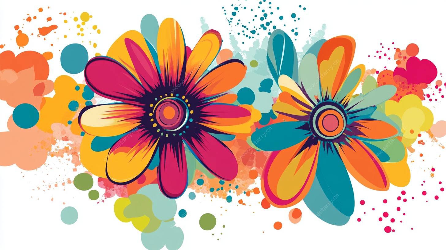 绚丽多彩花卉图案背景