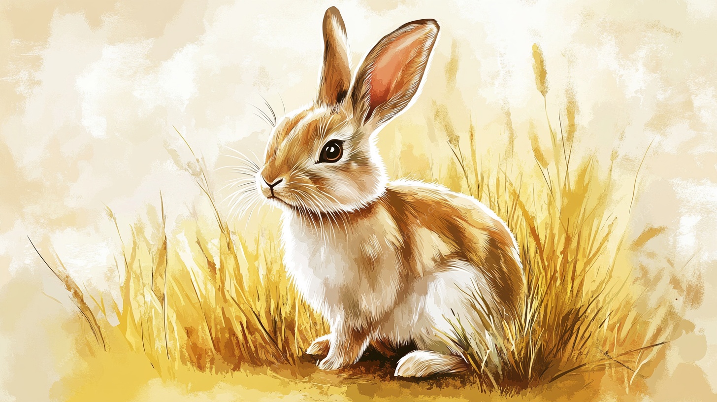 田野中的可爱小兔子