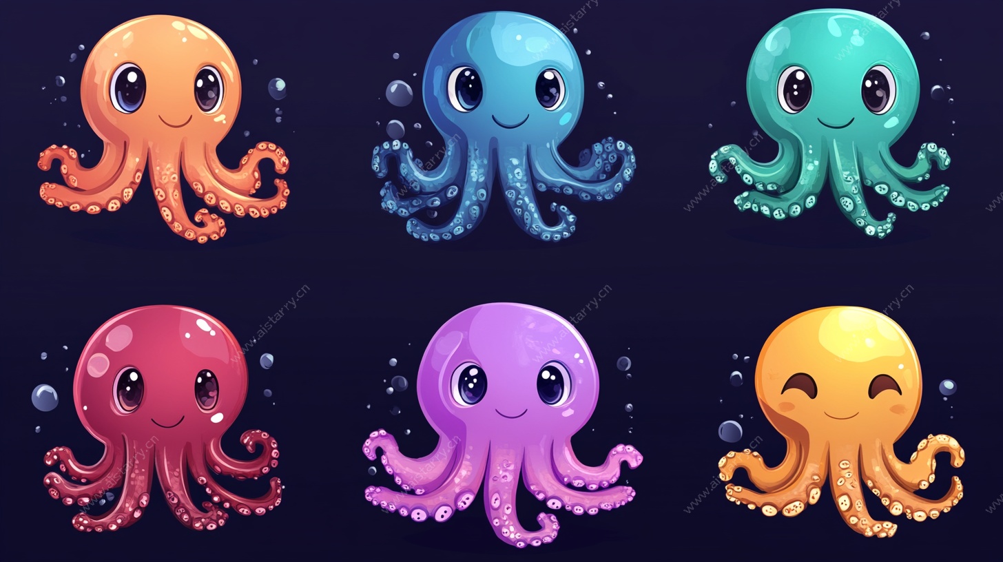 可爱多彩章鱼插画集合