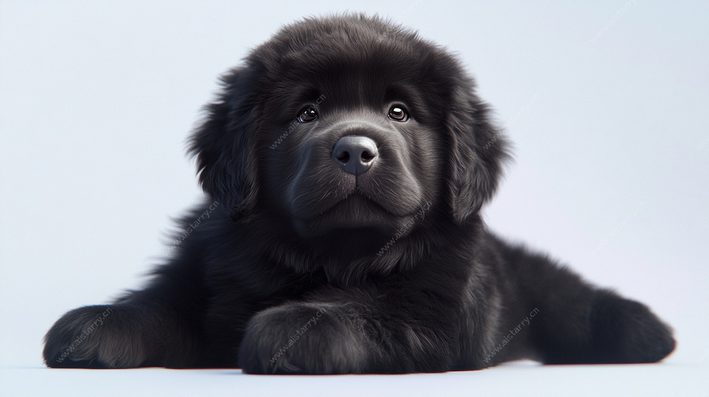 可爱黑色纽芬兰幼犬萌照