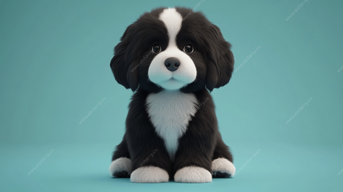 可爱黑白小狗3D形象