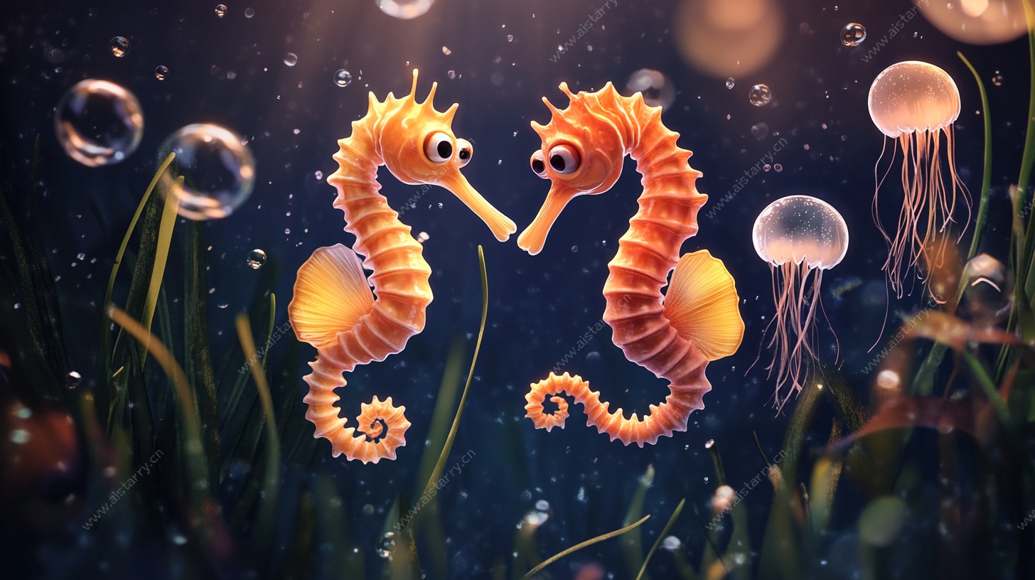 浪漫海马海底梦幻场景