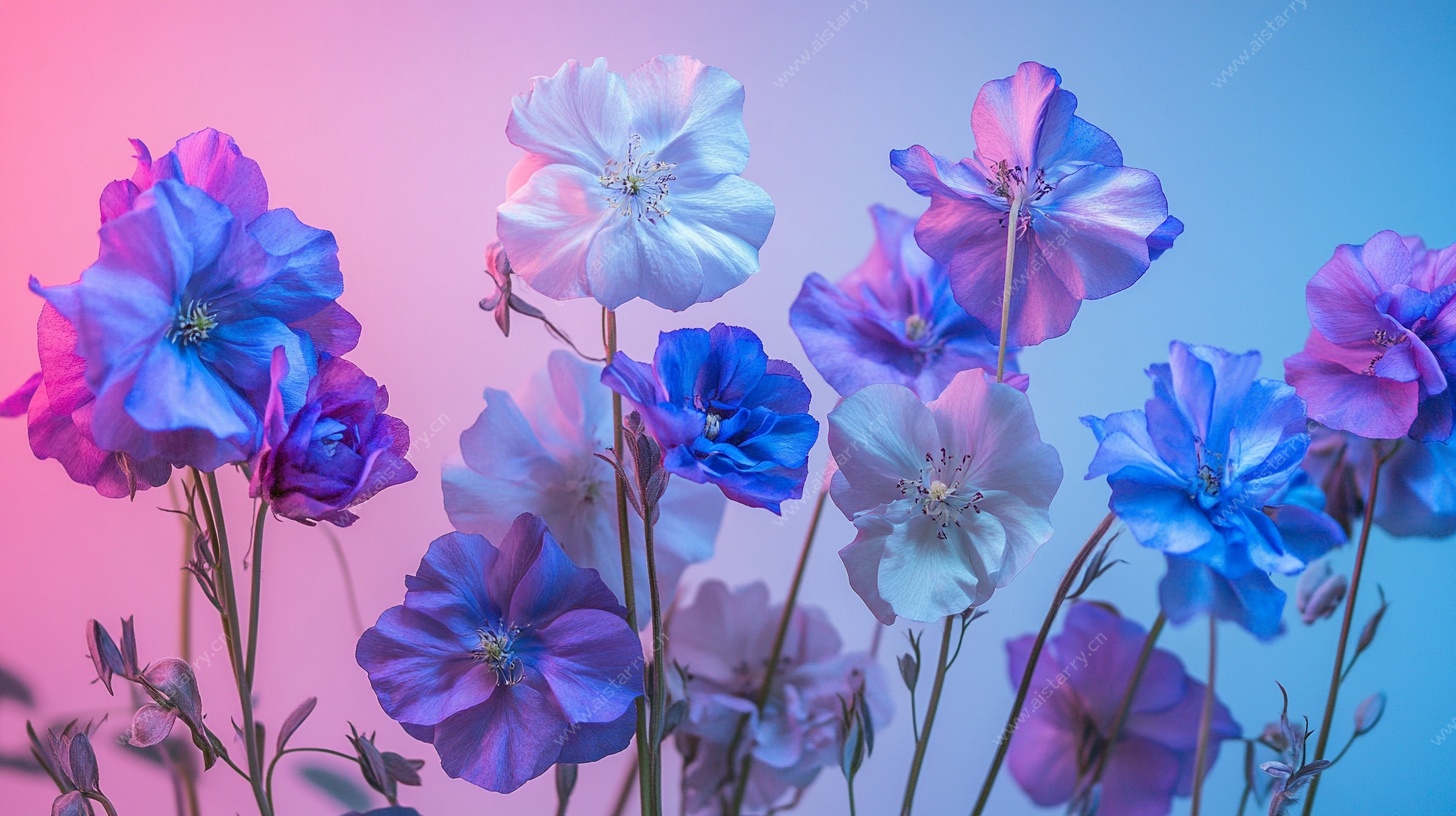 梦幻蓝紫花卉特写