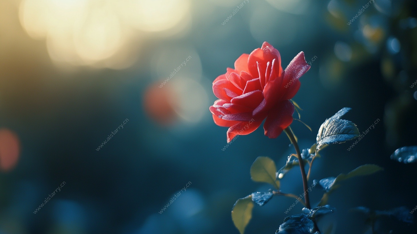 阳光下的娇艳红玫瑰