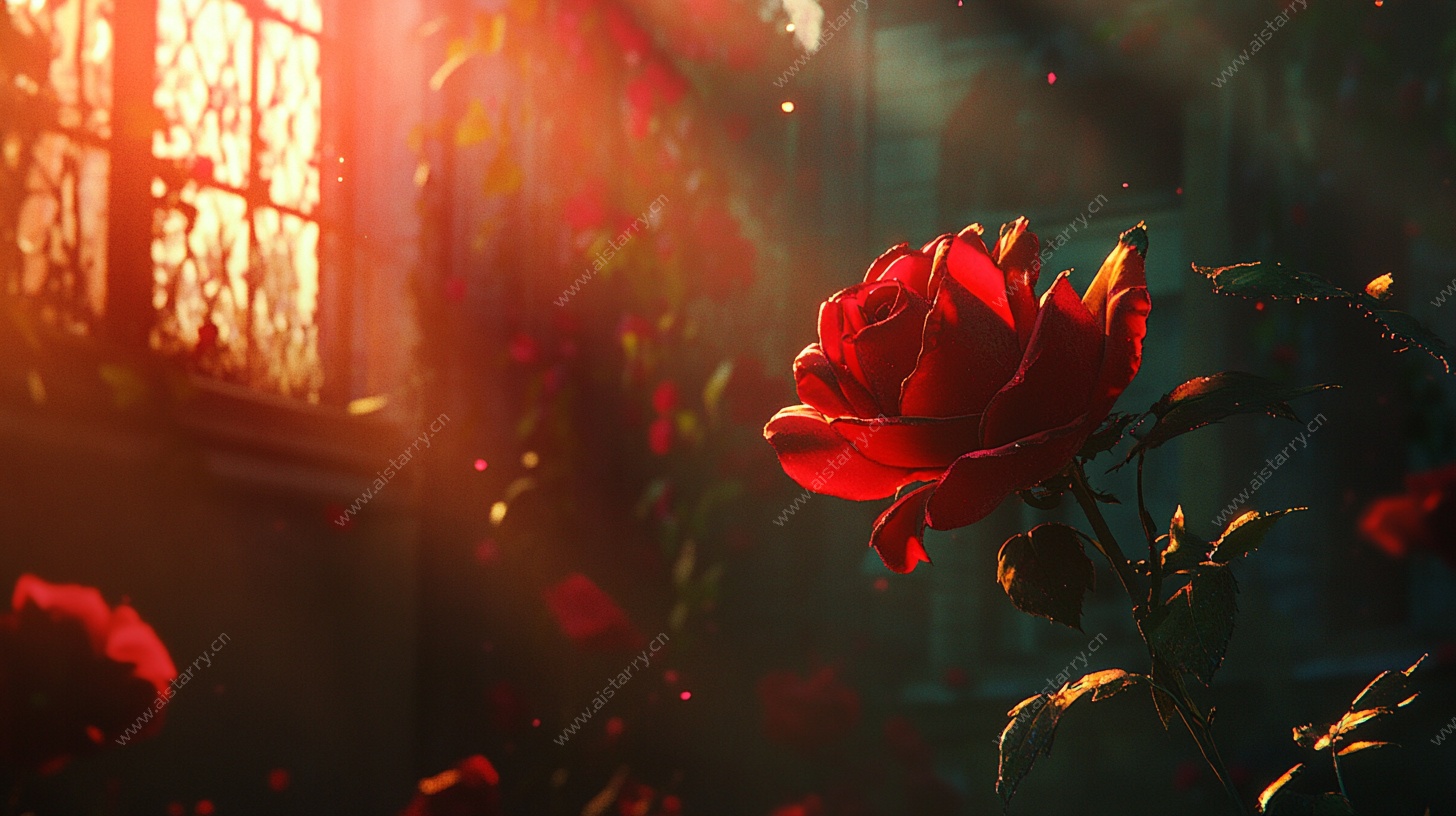窗前红玫瑰 光影梦幻美