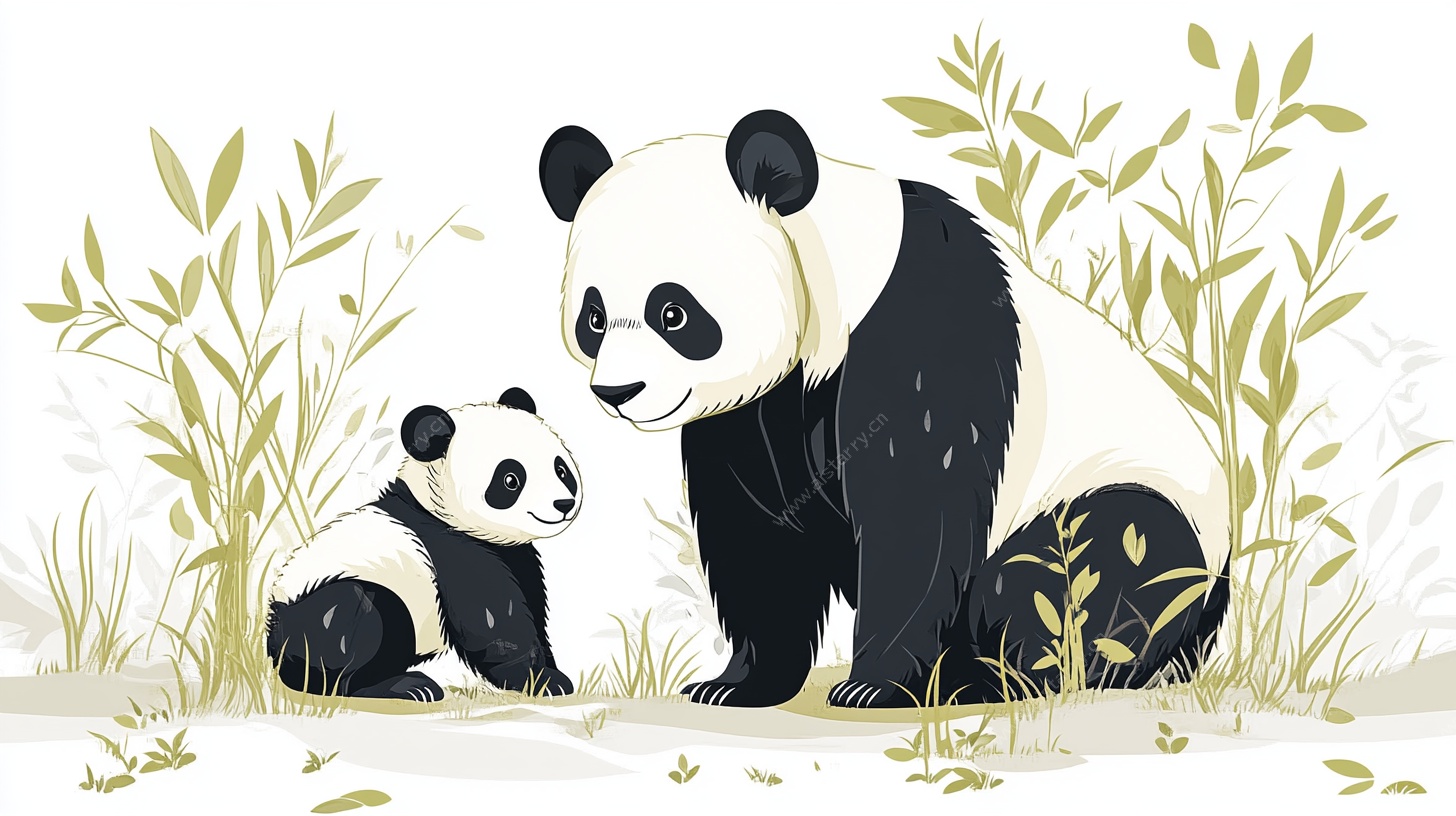 熊猫母子图