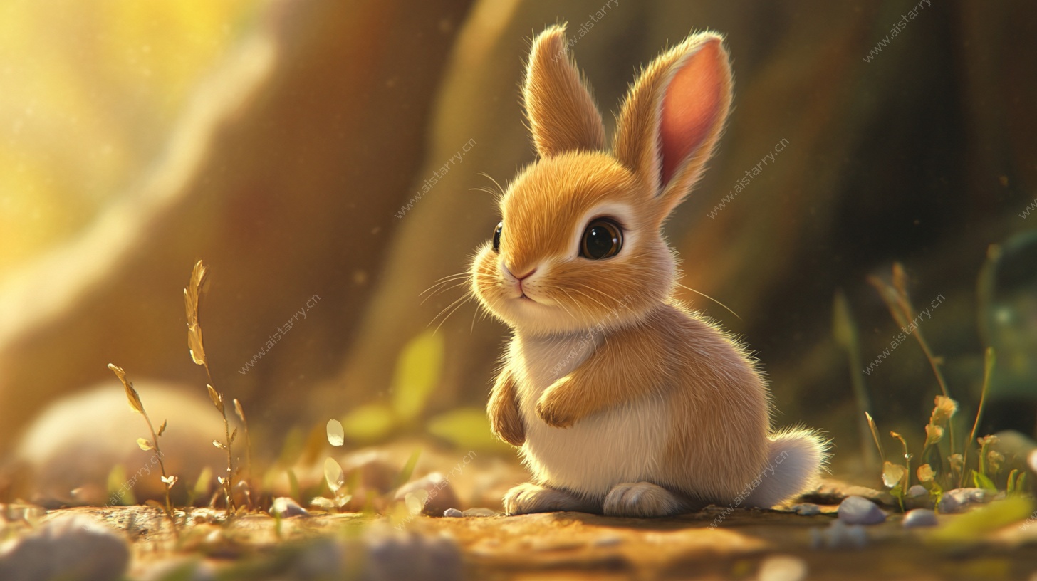 可爱小兔在森林中