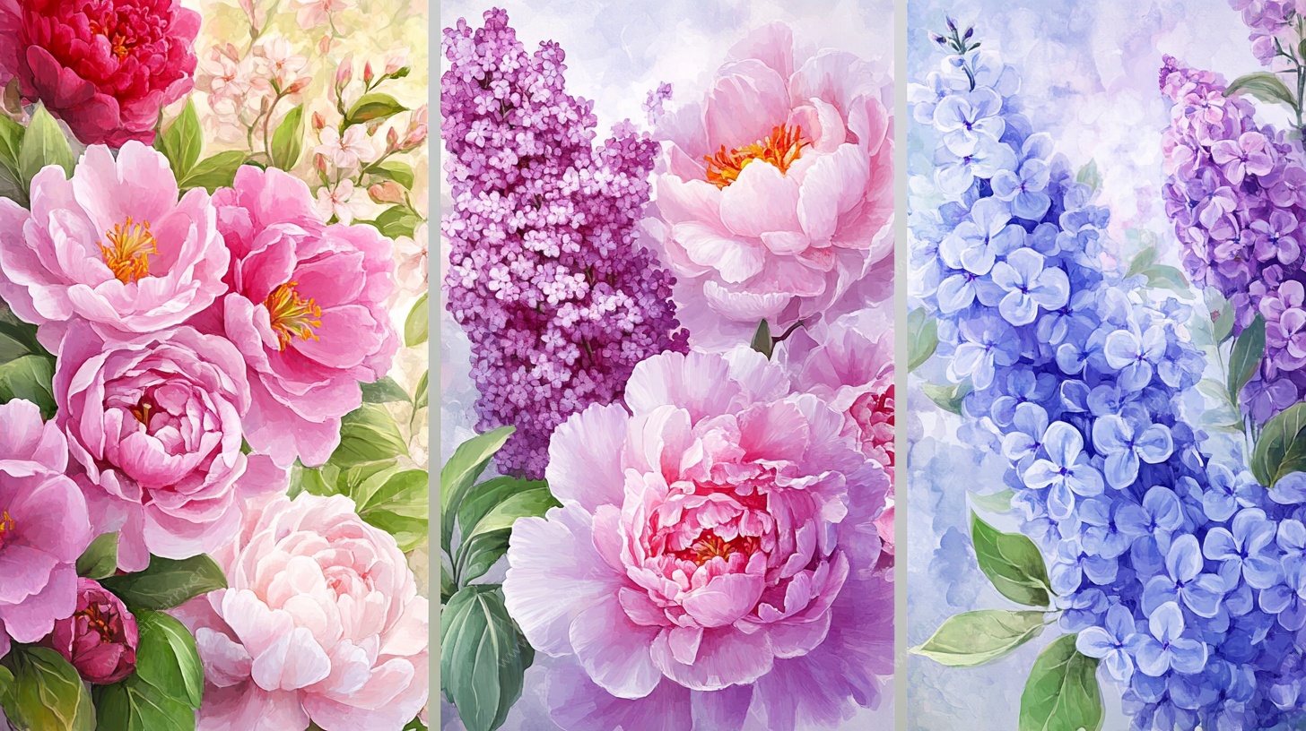 多彩花卉水彩画