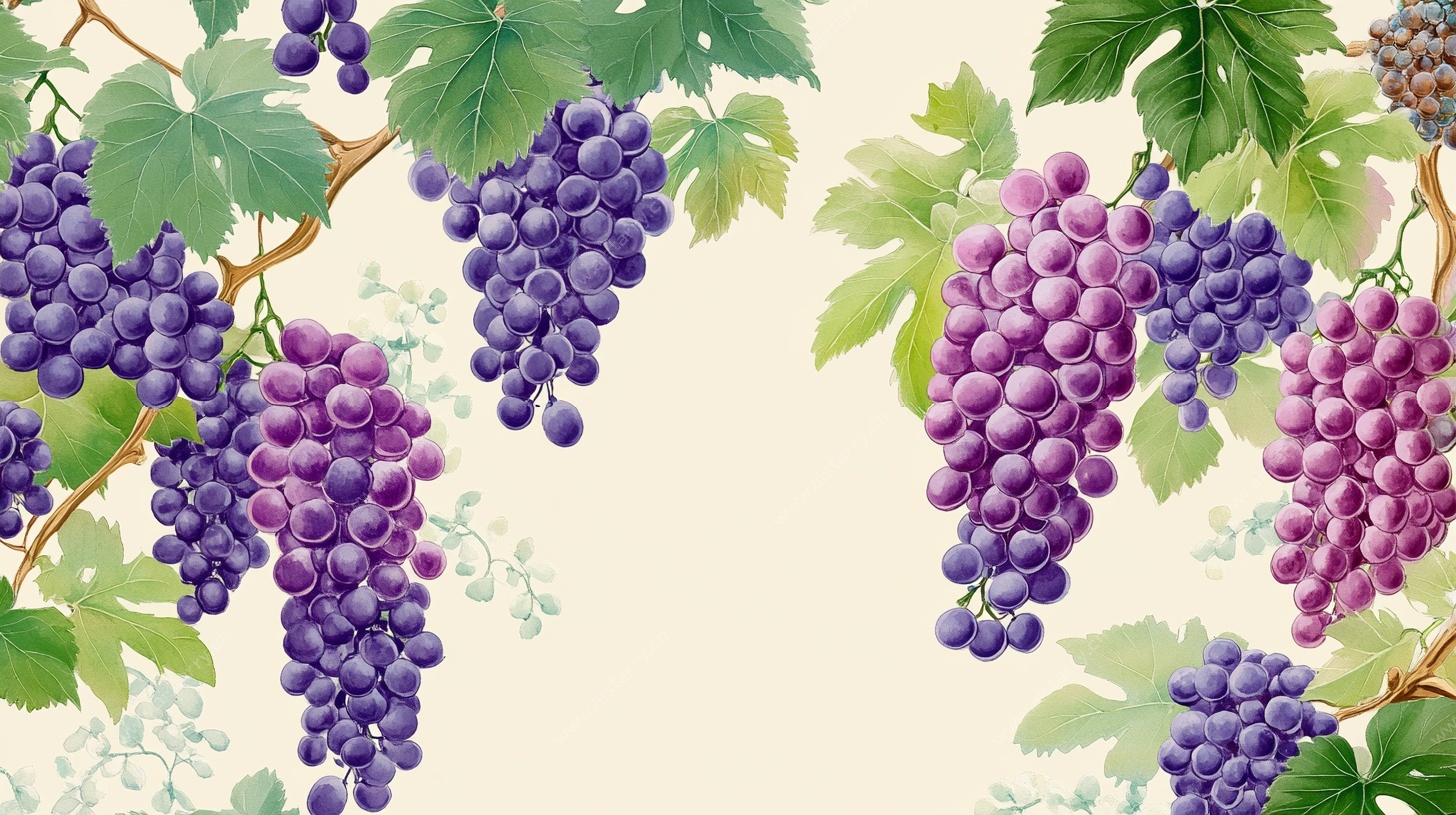 手绘葡萄藤装饰图案