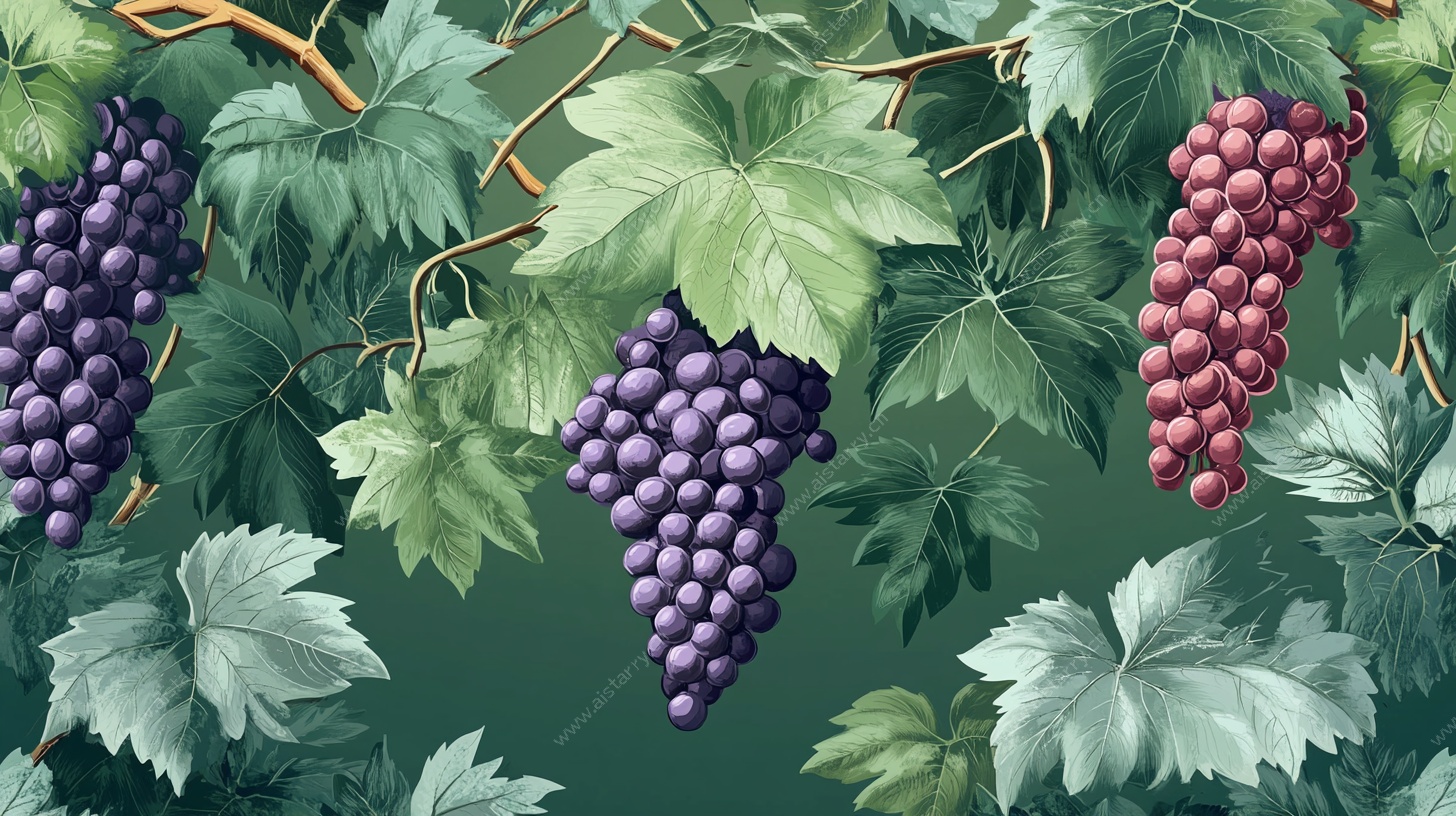 葡萄藤上的多彩葡萄