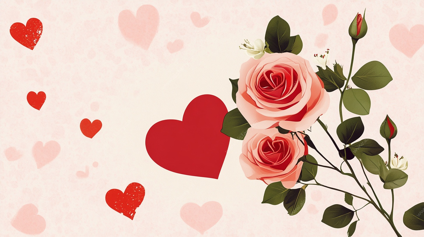 浪漫玫瑰爱心背景图