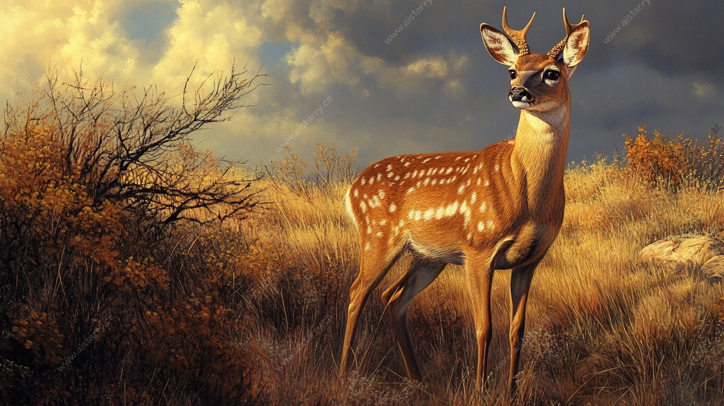 旷野中的梅花鹿