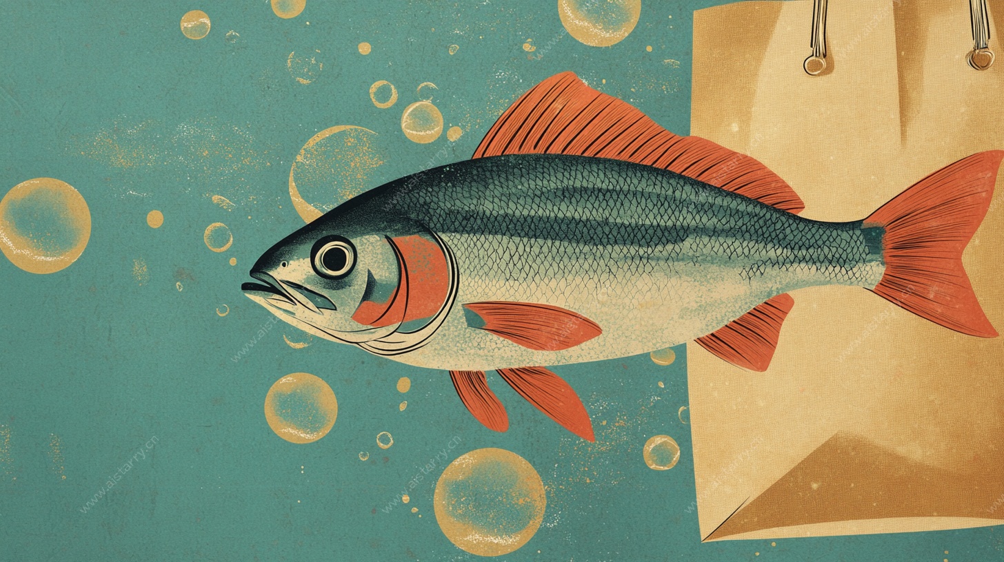 游动的彩色鱼与气泡画面