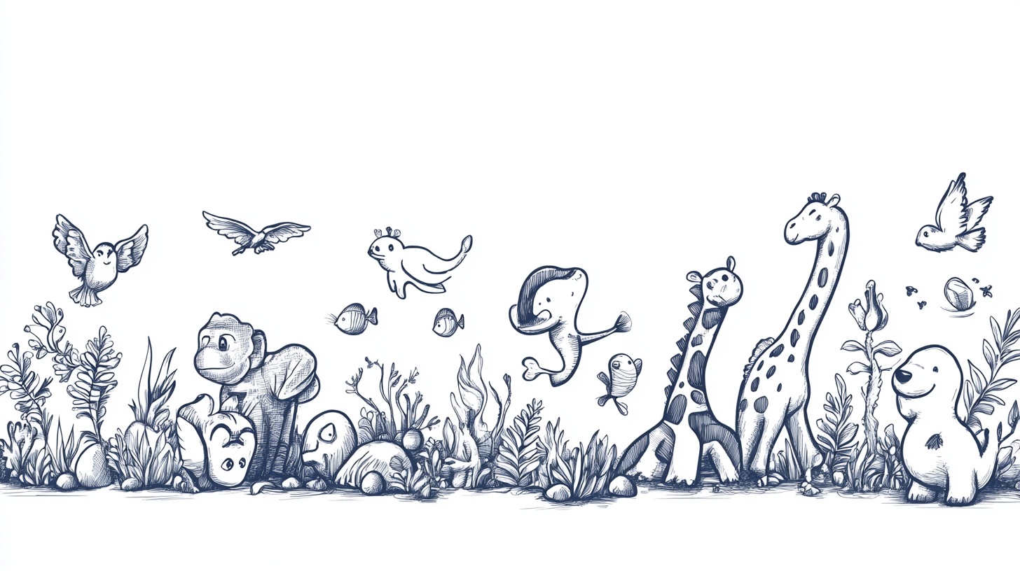 动物植物卡通手绘边框图