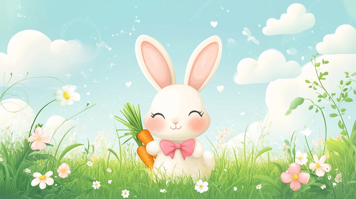 草地上的可爱兔子