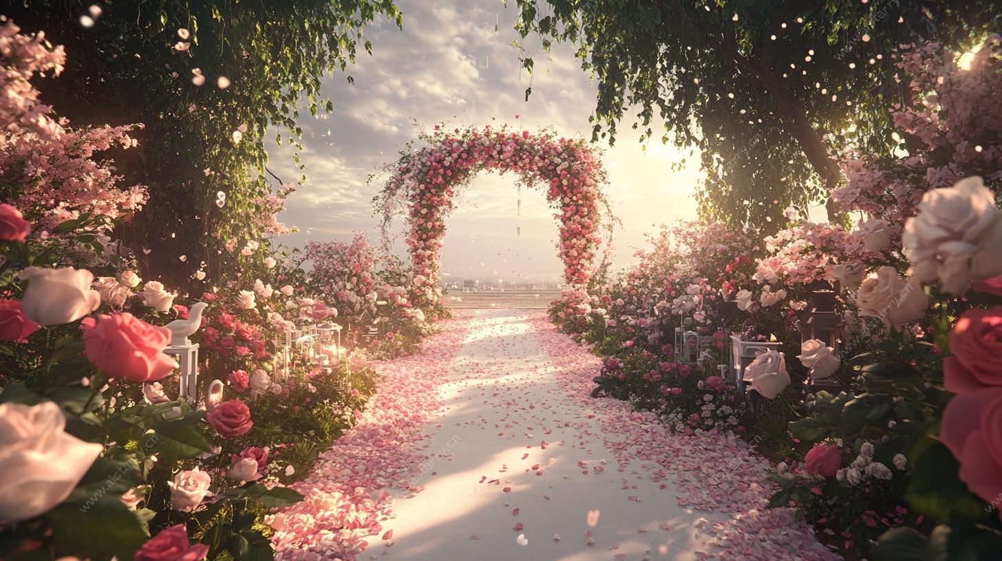 梦幻浪漫花卉婚礼通道