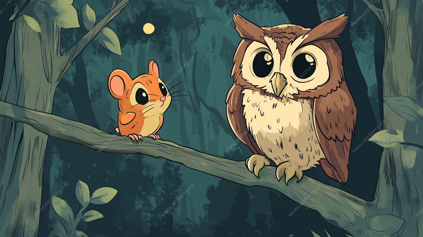 猫头鹰与小老鼠的夜遇